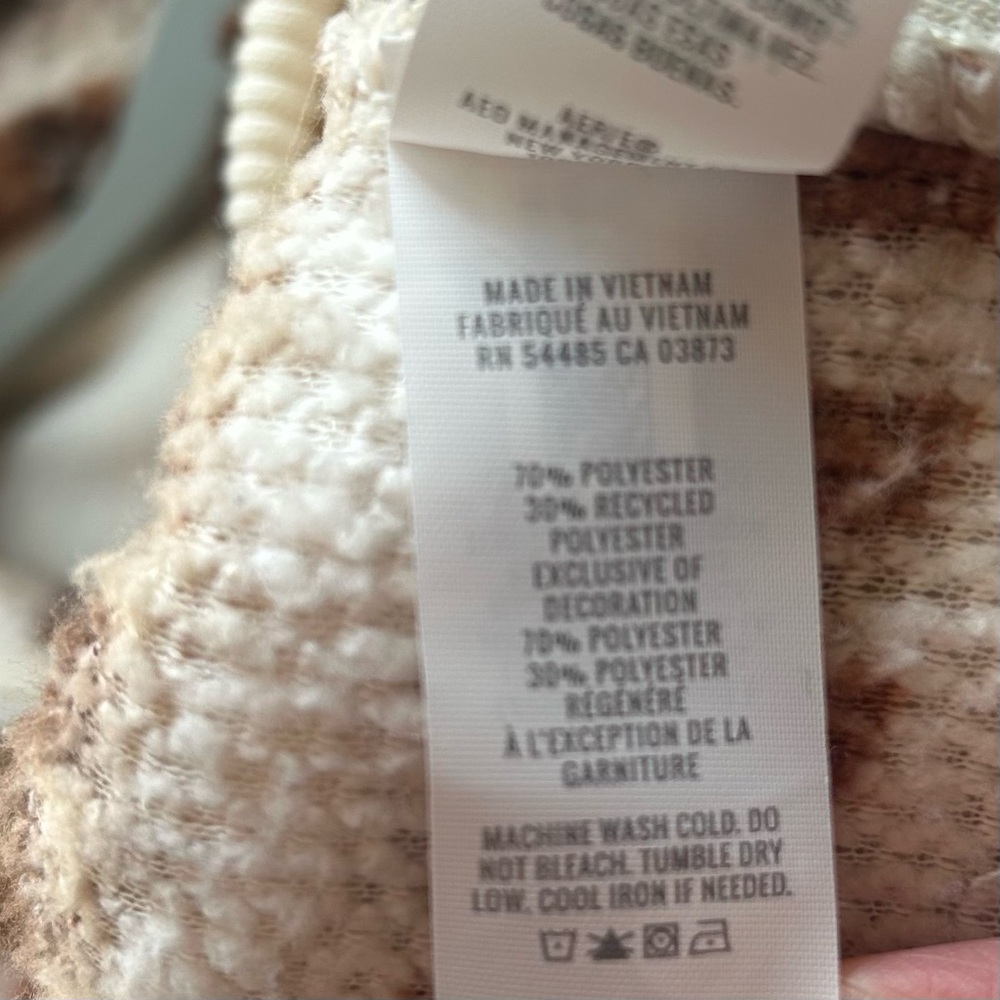 Aerie Hometown Holiday Sweatshirt Quarter Zip Sherpa Pullover Fair Isle Size M - Picture 9 of 10